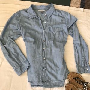 Chambray boyfriend button-down shirt